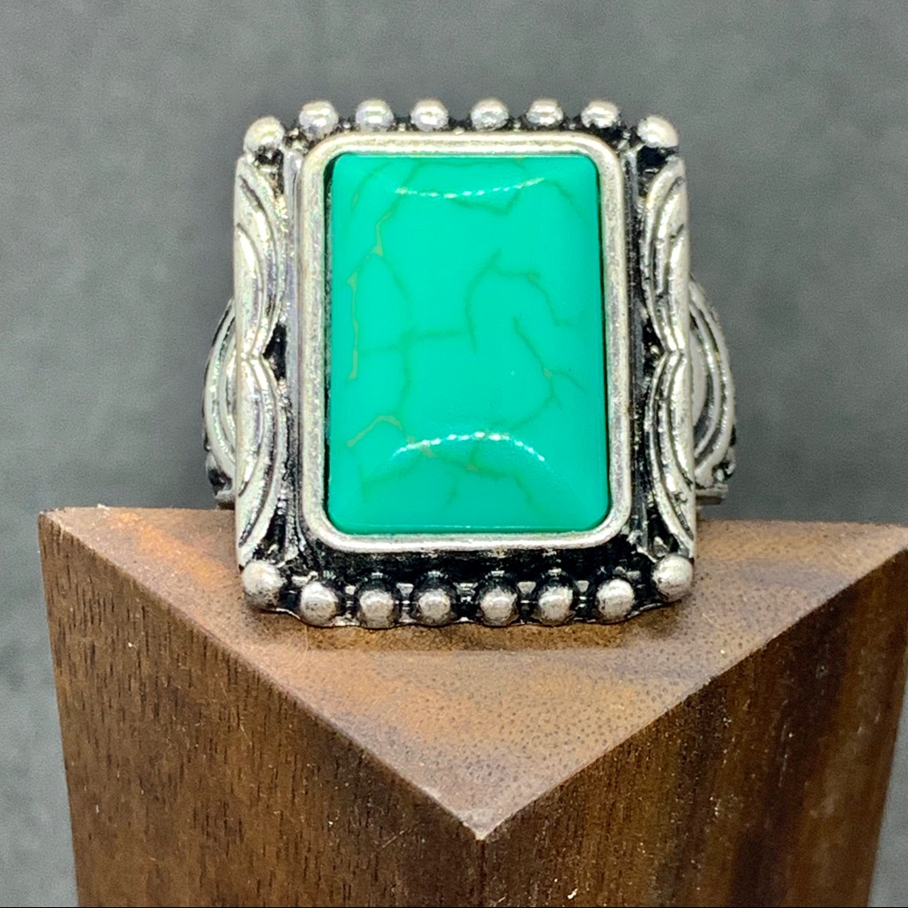 Aqua Stone Rectangle Ring